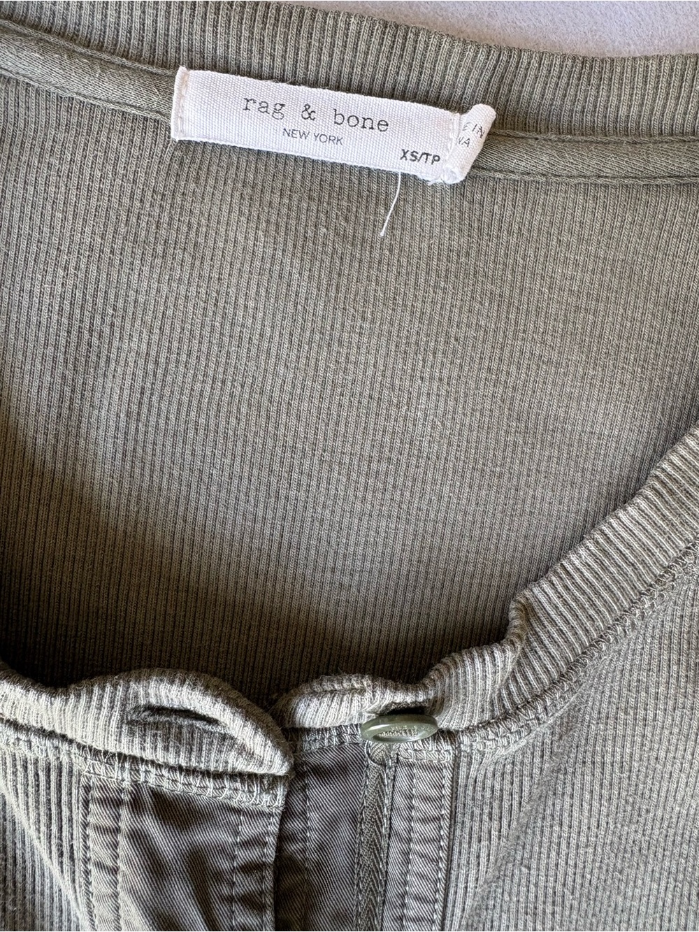 rag & bone Olive Long Sleeve Mallory Thermal Button-Front Knit Dress sz XS - Picture 3 of 9